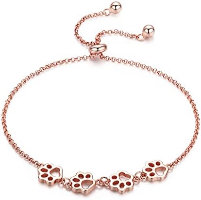 Sterling Silver Dog Paw Print Bracelet – Adjustable Bracelet