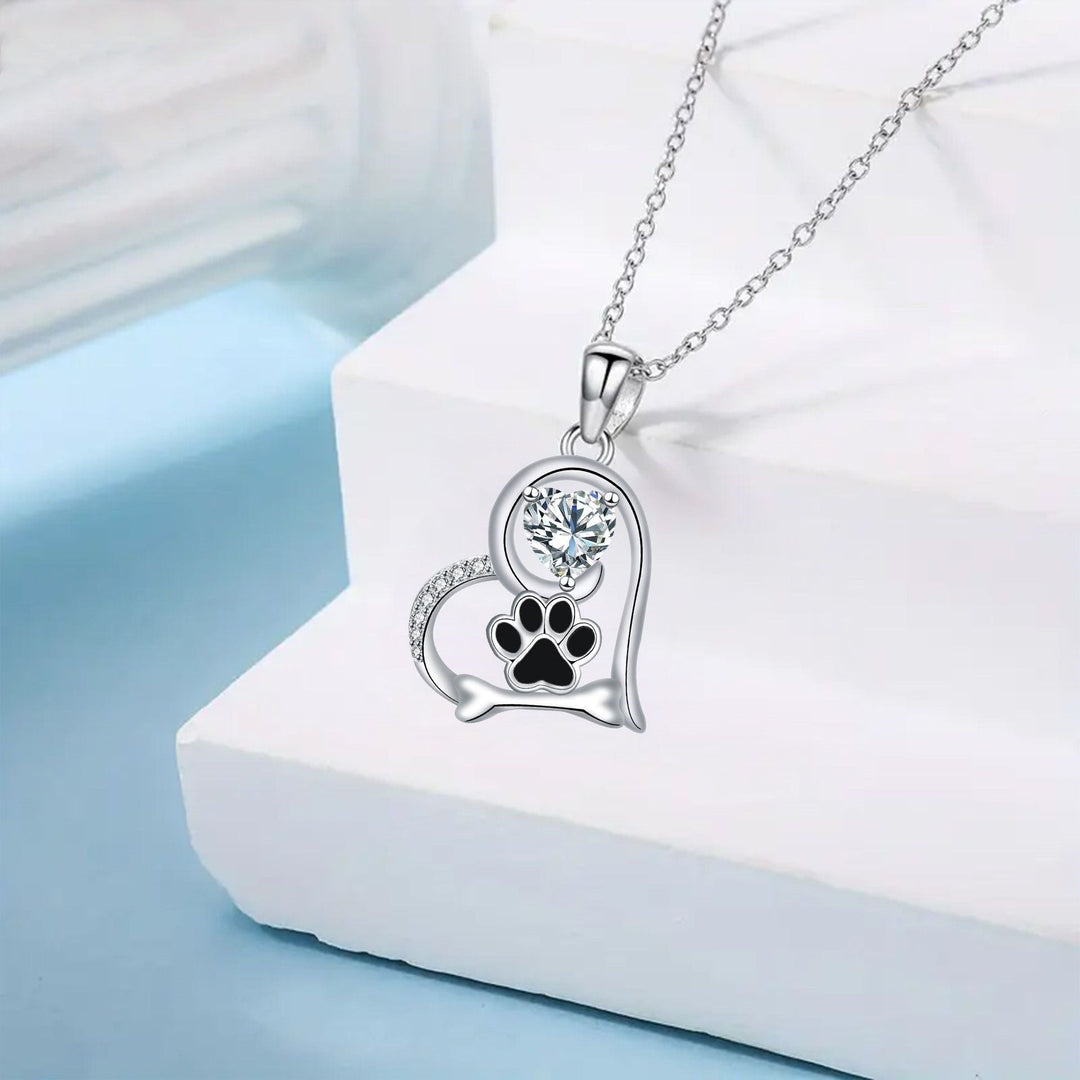 Heartfelt Paw Necklace with Zirconia - For Dog Lovers