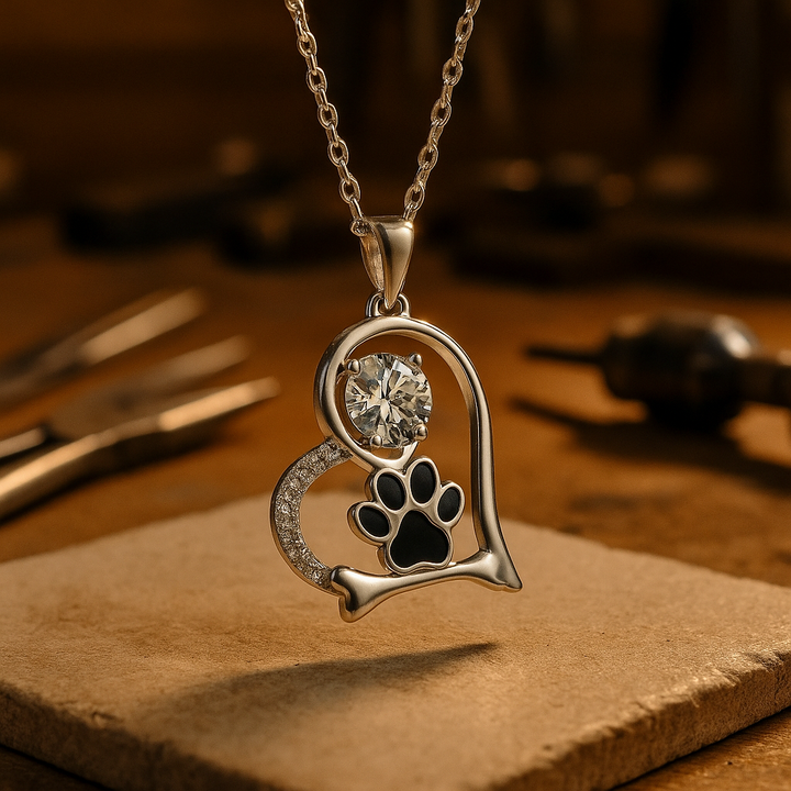 Heartfelt Paw Necklace with Zirconia - For Dog Lovers