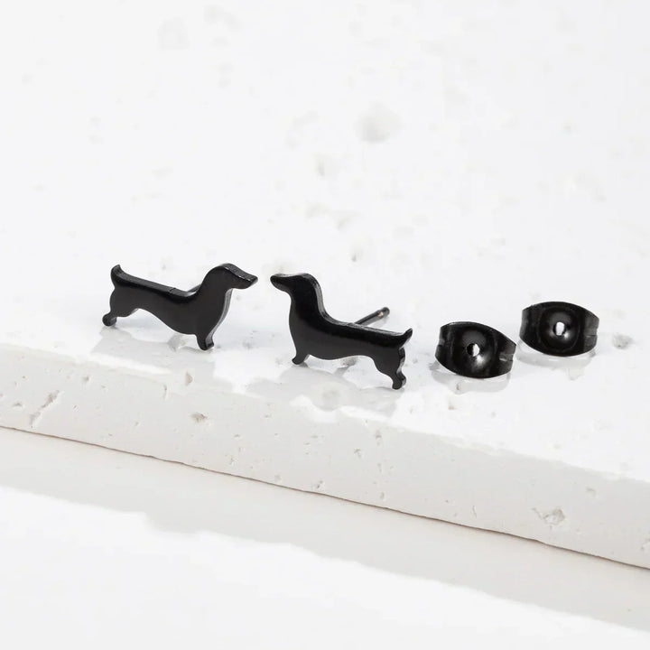 Dachshund Stud Earrings – Minimalist Dog Earrings Made of Metal