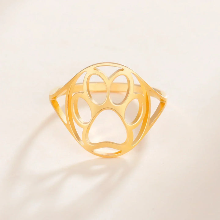 Delicate Paw Ring – Open Stainless Steel Ring with Animal Motif