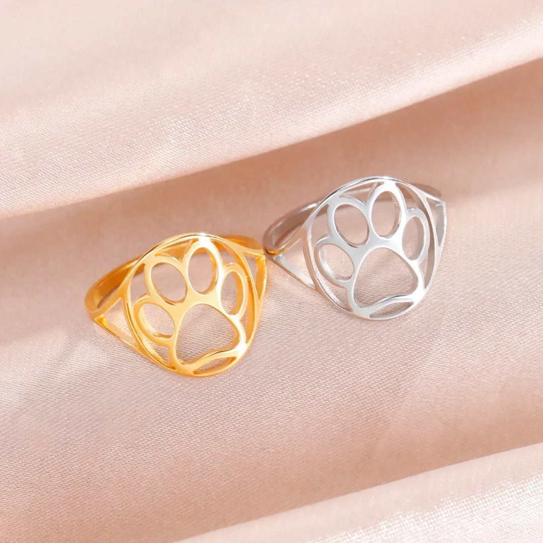 Delicate Paw Ring – Open Stainless Steel Ring with Animal Motif