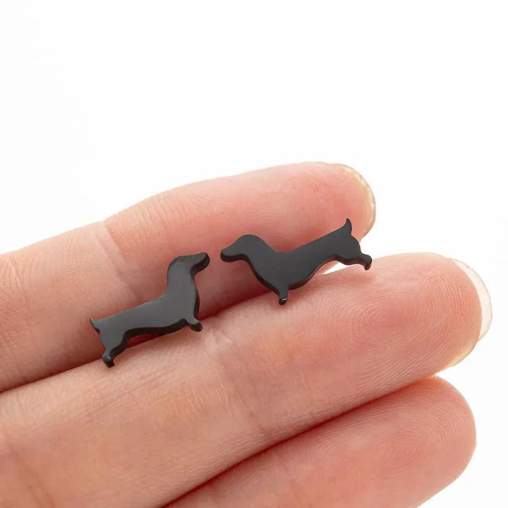 Dachshund Stud Earrings – Minimalist Dog Earrings Made of Metal