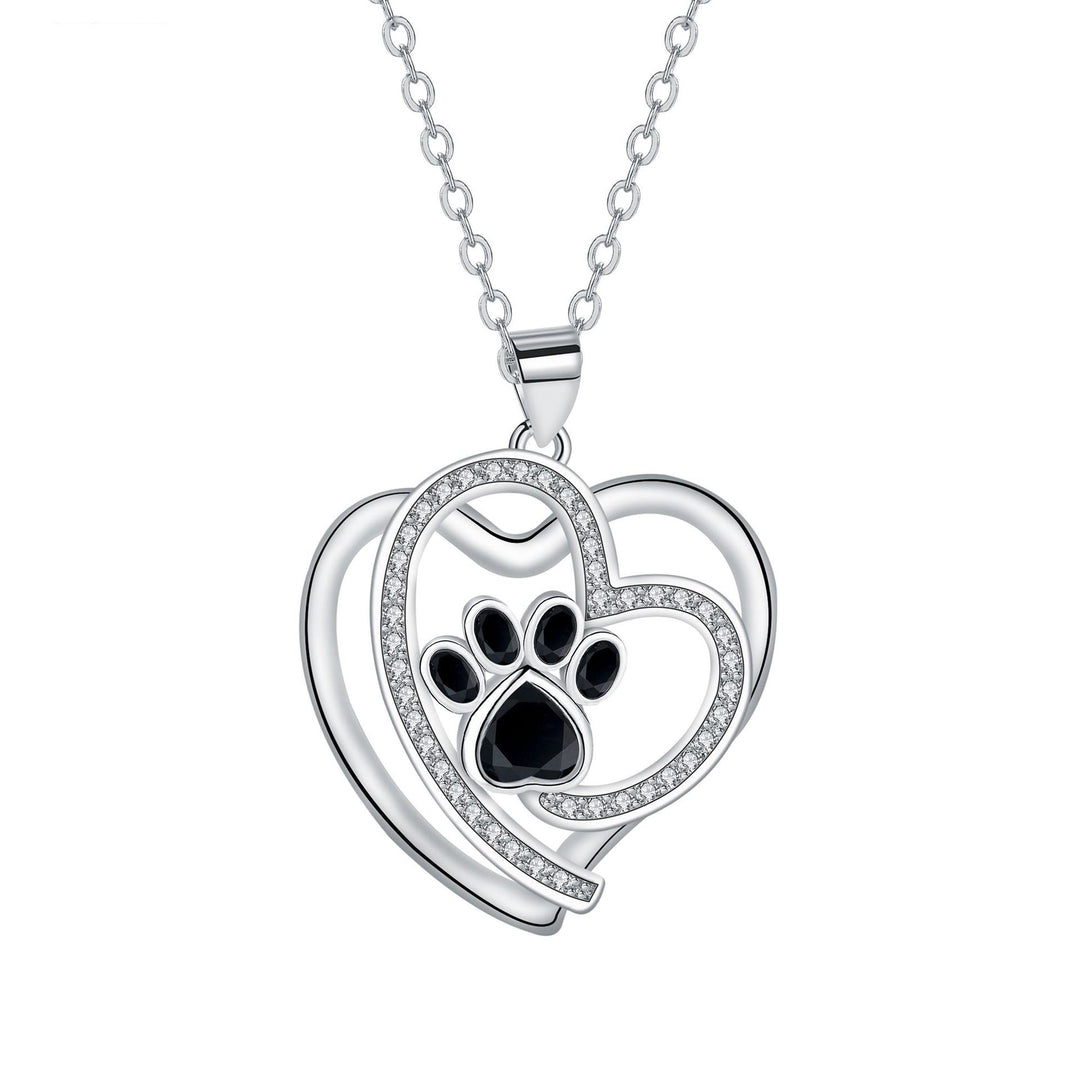 Loving Paw Necklace in Silver with Zirconia